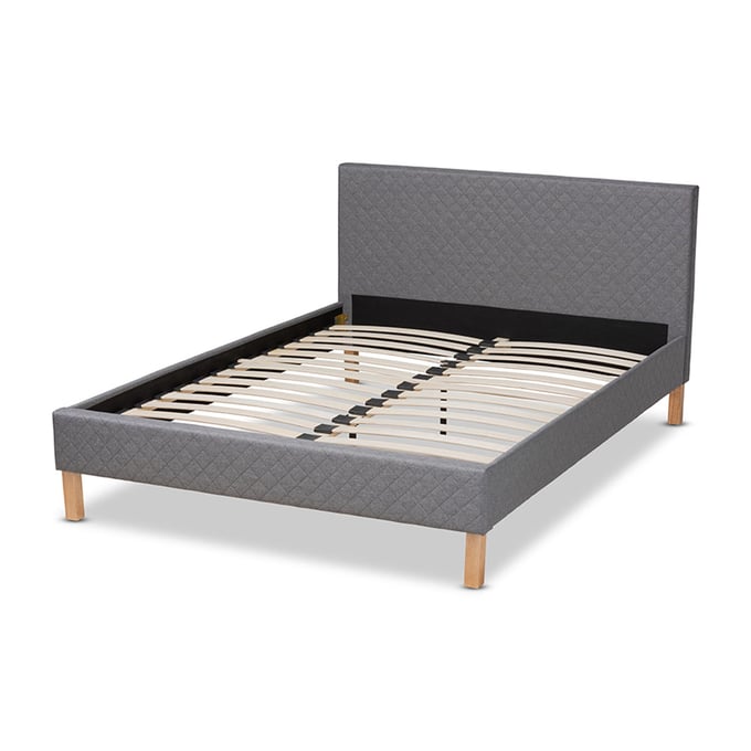 Baxton Studio Aneta Grey Fabric Upholstered King Platform Bed BAX-CF9014-GREY-KING