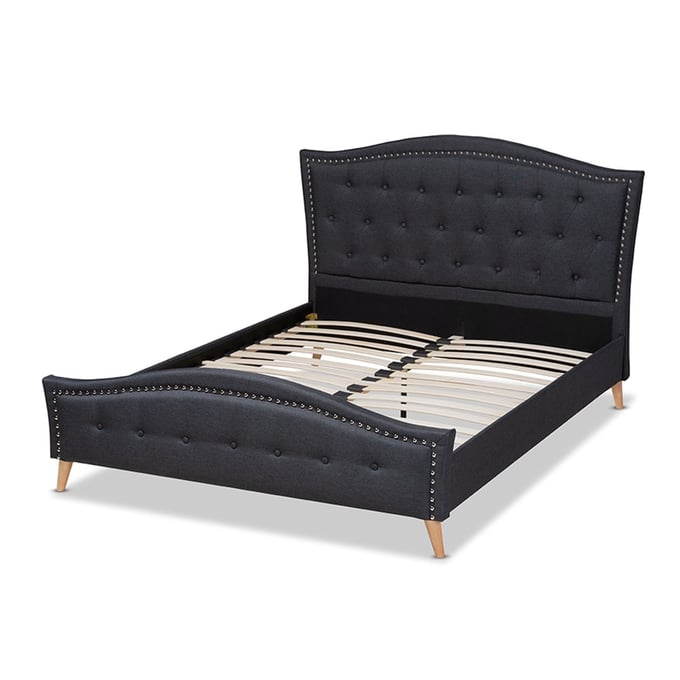 Baxton Studio Felisa Charcoal Grey Fabric Upholstered King Platform Bed BAX-CF9009-CHARCOAL-KING