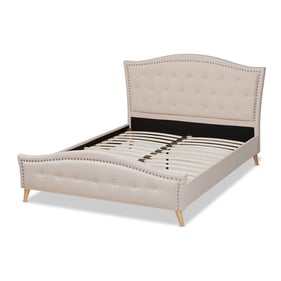 Baxton Studio Felisa Beige Fabric Upholstered King Platform Bed