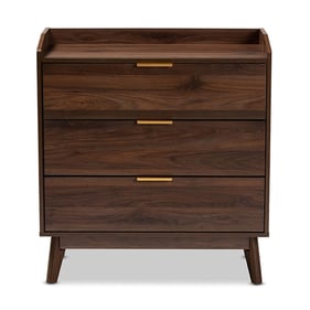 Baxton Studio Lena Walnut Brown Wood 3 Drawers Chest