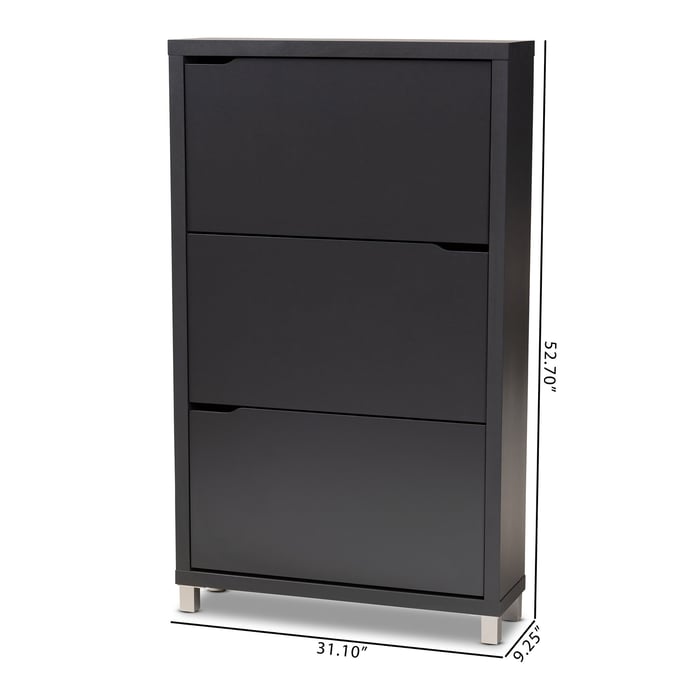 Baxton Studio Simms Dark Grey Shoe Storage Cabinet The Classy Home