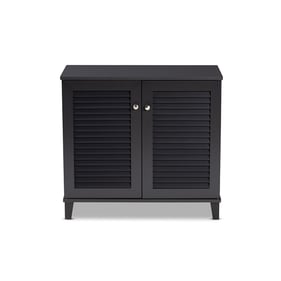 Baxton Studio Coolidge Dark Grey Wood 4 Shelves Shoe Storage Cabinet