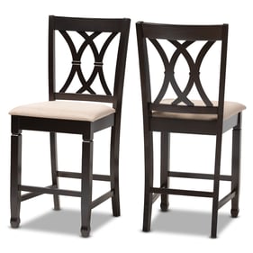 2 Baxton Studio Reneau Sand Fabric Upholstered Counter Height Pub Chairs