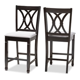 2 Baxton Studio Reneau Gray Fabric Upholstered Counter Height Pub Chairs