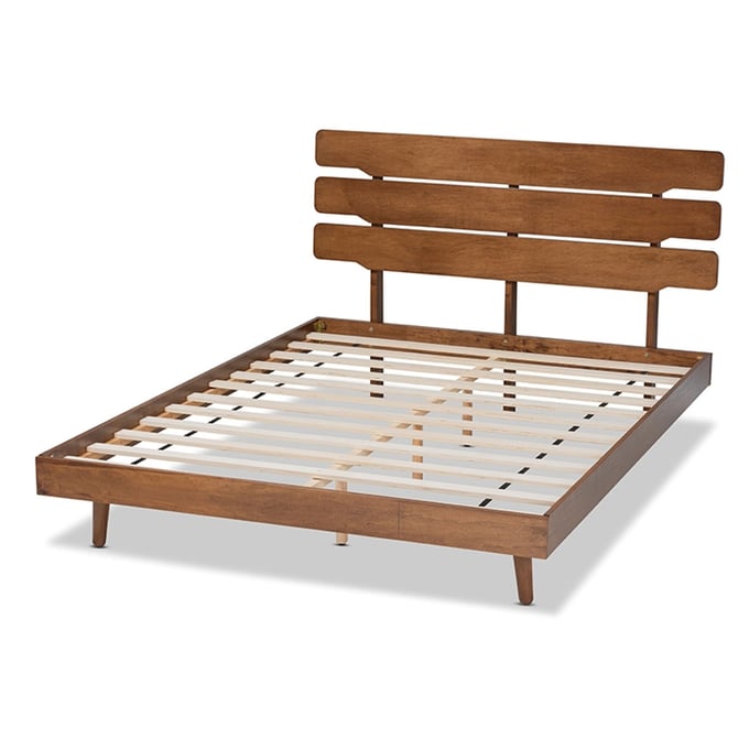 Baxton Studio Anzia Walnut Wood Queen Platform bed BAX-ANZIA-WALNUT-QUEEN