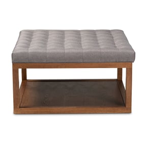 Baxton Studio Alvere Grey Fabric Upholstered Cocktail Ottoman