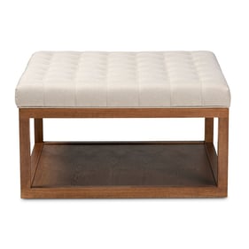 Baxton Studio Alvere Beige Fabric Upholstered Cocktail Ottoman