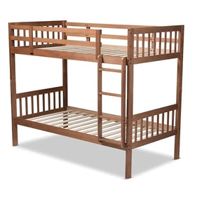 Baxton Studio Jude Walnut Brown Wood Twin Bunk Bed