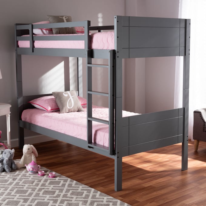 Baxton Studio Elsie Grey Wood Twin Bunk Bed The Classy Home