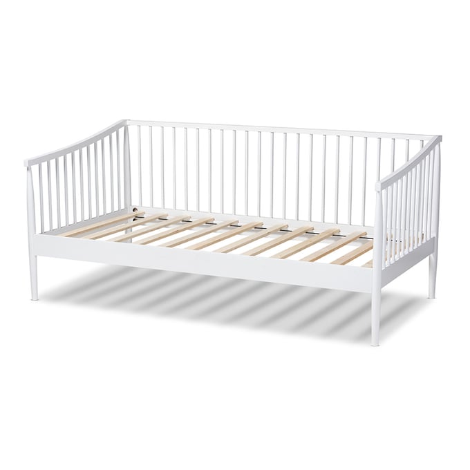 Baxton Studio Renata White Wood Twin Spindle Daybed BAX-RENATA-WHITE-DAYBED