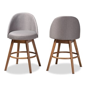 2 Baxton Studio Carra Grey Fabric Upholstered Swivel Counter Stools