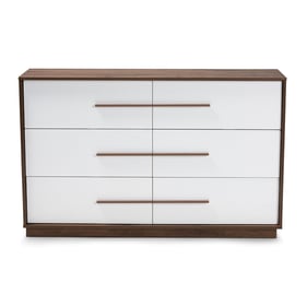 Baxton Studio Mette Modern White Walnut Wood 6 Drawers Dresser