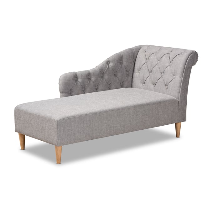 Baxton Studio Emeline Grey Fabric Upholstered Chaise Lounge BAX-CFCL1-GREY-OAK-KD-CHAISE