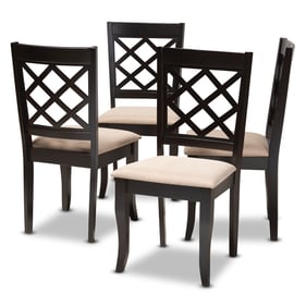 4 Baxton Studio Verner Sand Fabric Upholstered Dining Chairs