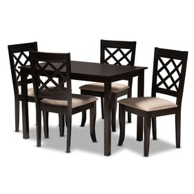 Baxton Studio Verner Sand Fabric Espresso Brown Wood 5pc Dining Set