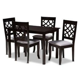 Baxton Studio Mael Grey Fabric Espresso Brown Wood 5pc Dining Set