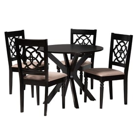 Baxton Studio Sadie Beige Espresso Brown 5pc Dining Room Set