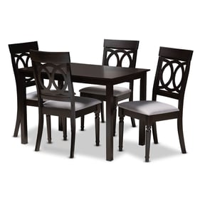 Baxton Studio Lucie Grey Fabric Espresso Brown Wood 5pc Dining Set