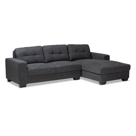 Baxton Studio Langley Dark Grey Fabric Sectional Sofa with Right Facing Cha...