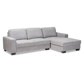 Baxton Studio Nevin Light Grey Fabric Sectional Sofa with Right Facing Chai...