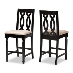 2 Baxton Studio Darcie Sand Fabric Espresso Brown Wood Counter Stools