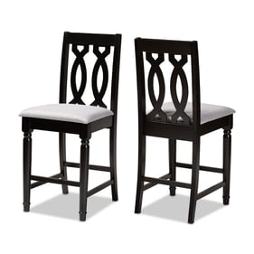 2 Baxton Studio Darcie Grey Fabric Espresso Brown Wood Counter Stools