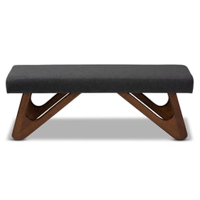 Baxton Studio Rika Dark Grey Fabric Upholstered Boomerang Bench