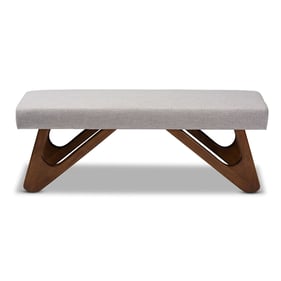 Baxton Studio Rika Greyish Beige Fabric Upholstered Boomerang Bench