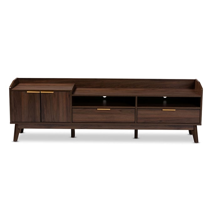 Baxton Studio Lena Walnut Brown Wood 2 Drawers TV Stand BAX-LV4TV4130WI-COLUMBIA-TV