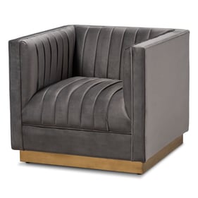 Baxton Studio Aveline Grey Velvet Upholstered Armchair