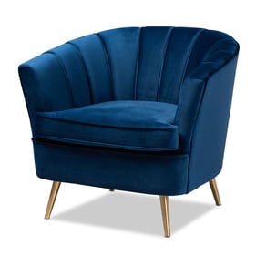 Baxton Studio Emeline Navy Blue Velvet Upholstered Accent Chair