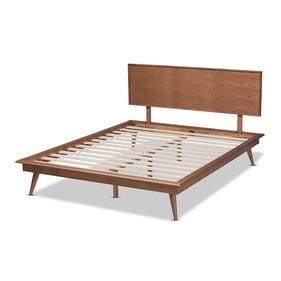 Baxton Studio Karine Ash Walnut Wood Queen Platform Bed