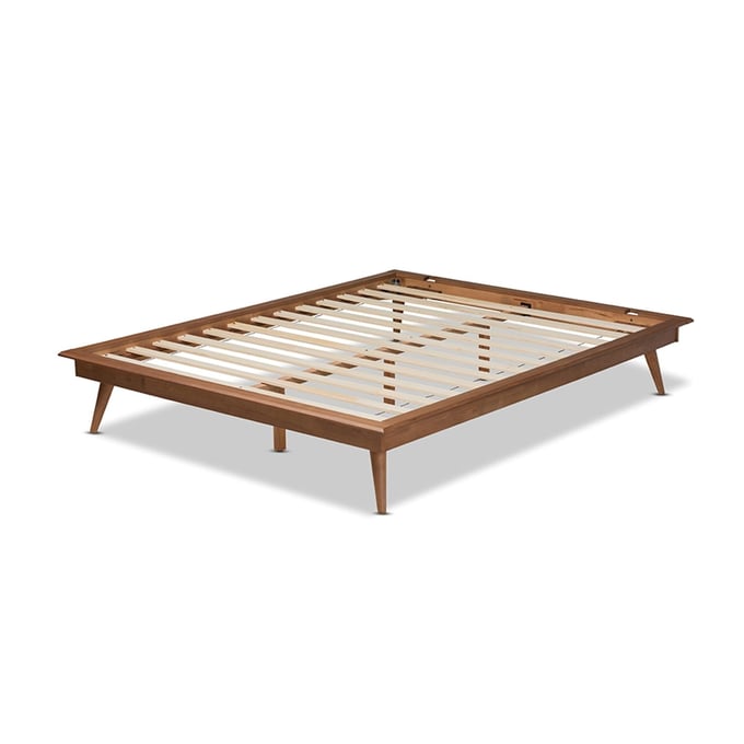 Baxton Studio Karine Ash Walnut Wood King Platform Bed Frame BAX-MG0004-ASH-WL-K-FRAME