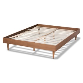 Baxton Studio Rina Ash Walnut Wood Synthetic Rattan Full Bed Frame