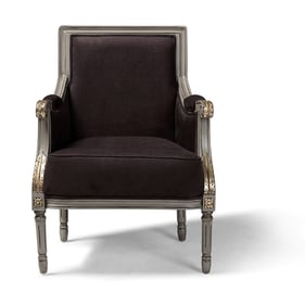 Baxton Studio Georgette Brown Velvet Upholstered Armchair with Goldleaf Det...