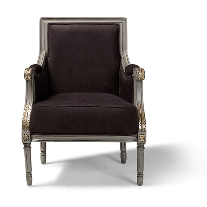 Baxton Studio Georgette Brown Velvet Upholstered Armchair with Goldleaf Detailing BAX-ASS1103-CC