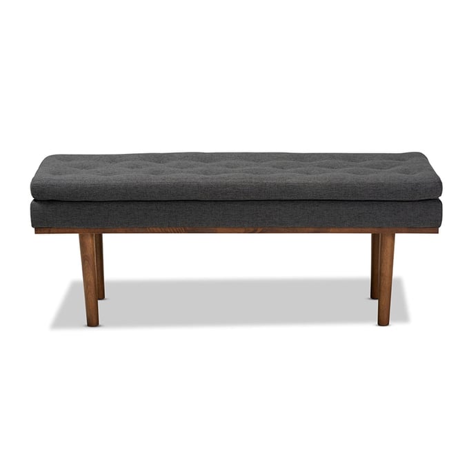 Baxton Studio Arne Dark Grey Fabric Upholstered Bench BAX-BBT5369-DGY-WL-BNCH