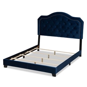 Baxton Studio Samantha Navy Blue Velvet Upholstered Queen Bed