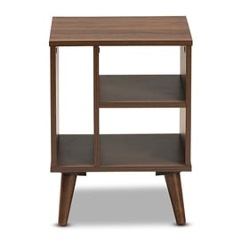 Baxton Studio Sami Walnut Wood 3 Shelves End Table