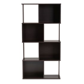 Baxton Studio Riva Dark Brown Wood Geometric Bookshelf