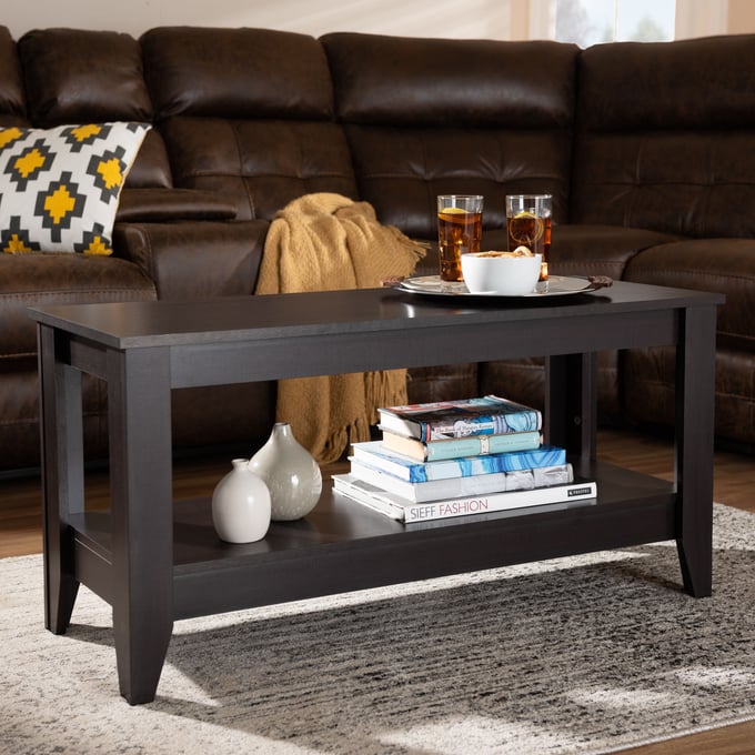 Baxton Studio Elada Dark Brown Wood Rectangle Coffee Table The