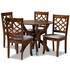 Baxton Studio Sandra Grey Walnut Brown 5pc Dining Room Set