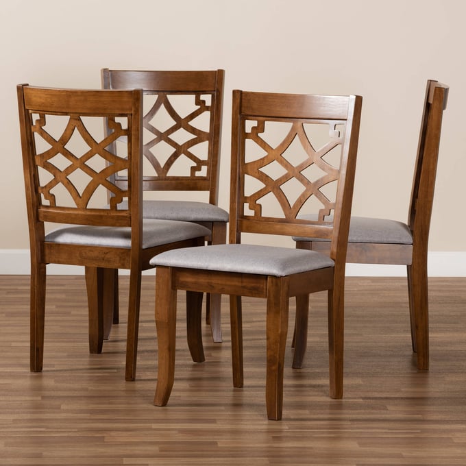 4 Baxton Studio Mael Grey Walnut Dining Chairs The Classy Home