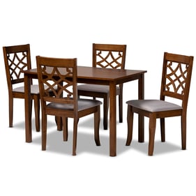 Baxton Studio Celina Grey Walnut Brown 5pc Dining Room Set