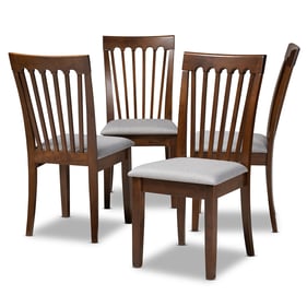 4 Baxton Studio Minette Grey Walnut Wood Dining Chairs