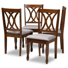 4 Baxton Studio Augustine Grey Fabric Walnut Brown Wood Dining Chairs