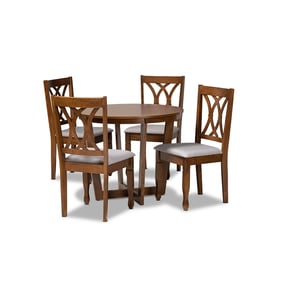 Baxton Studio Aggie Grey Walnut Brown 5pc Dining Set