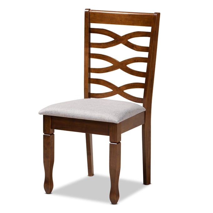 4 Baxton Studio Elijah Grey Fabric Dining Chairs BAX-RH318C-GREY-WALNUT-DC-4PK