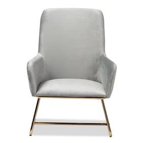 Baxton Studio Sennet Grey Velvet Upholstered Armchair