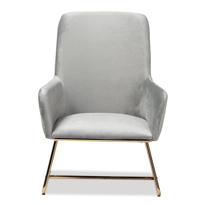 Baxton Studio Sennet Grey Velvet Upholstered Armchair BAX-SF1802-GREY-VELVET-GOLD-CC